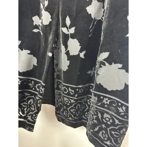 Talbots Black Burnout Velvet Skirt Silk Blend Size 16 Witchy Whimsigoth Fairy - Picture 9 of 11